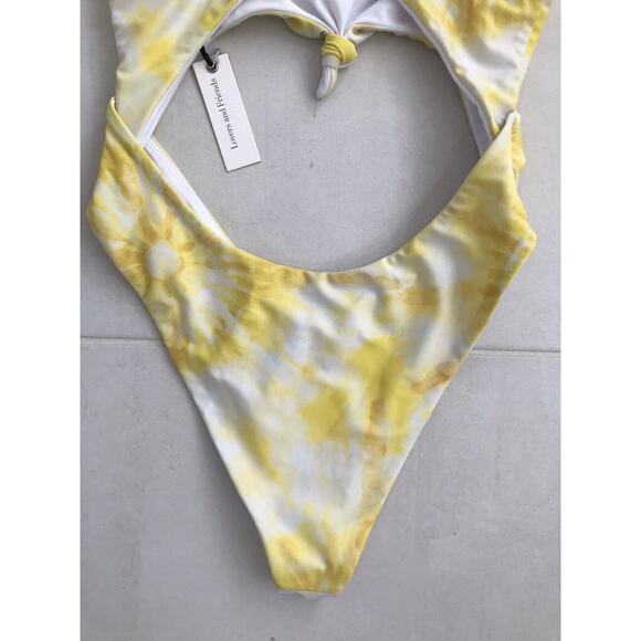 Lovers + Friends Elisa Yellow Cut Out Tie Dye One Piece Swimsuit - Picture 9 of 11